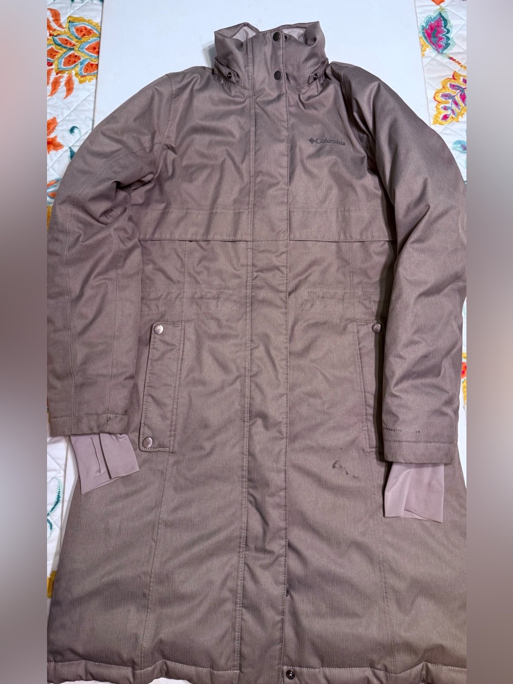 Columbia Women’s Apres Arson II Long Down Jacket in Taupe Omni-Heat Thermal